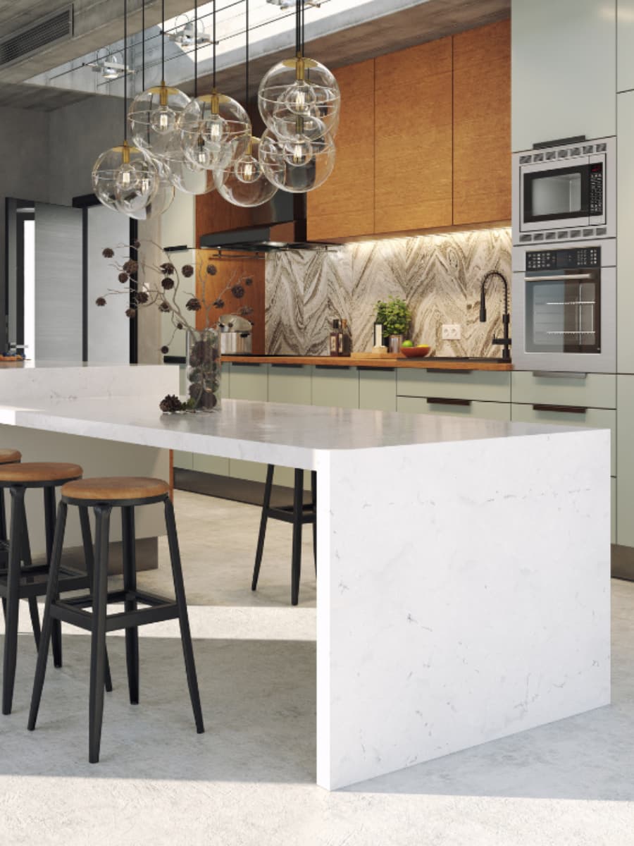 Kitchen with white stone table | Francini Inc Popular Stones in Denver