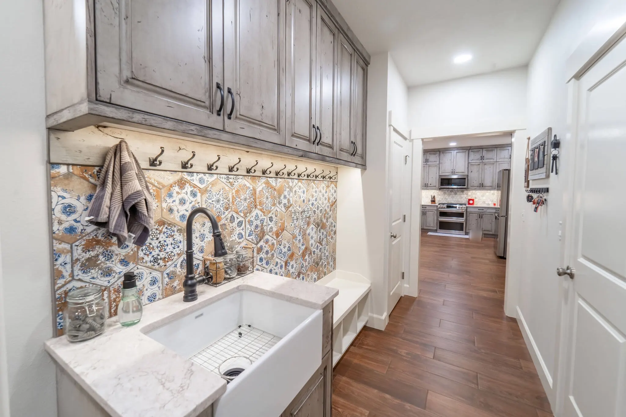 Mudroom sink closeup after Tammie Coffey’s redesign