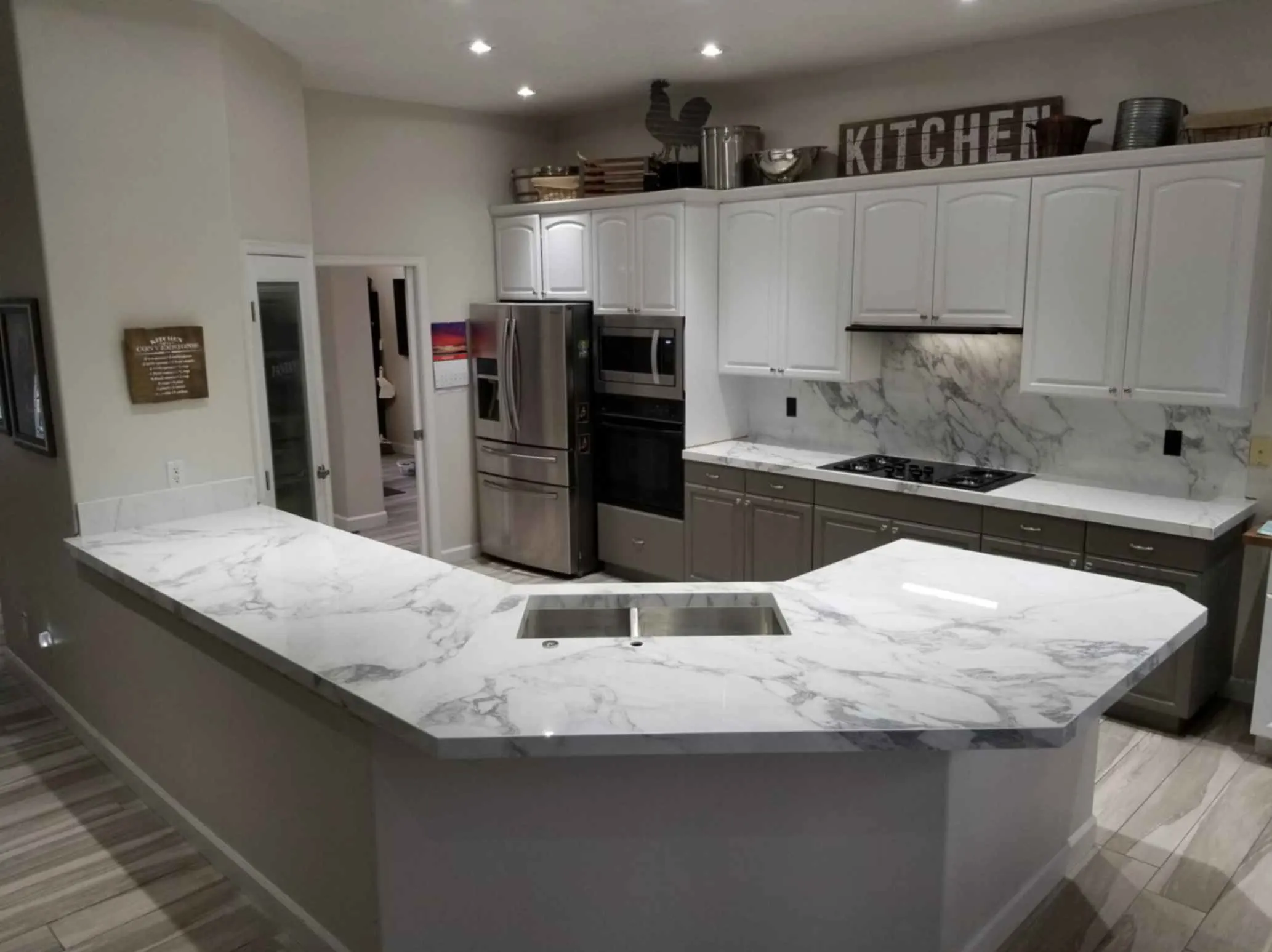 Gorgeous Arabascoto Porcelain Stone Kitchen Remodel