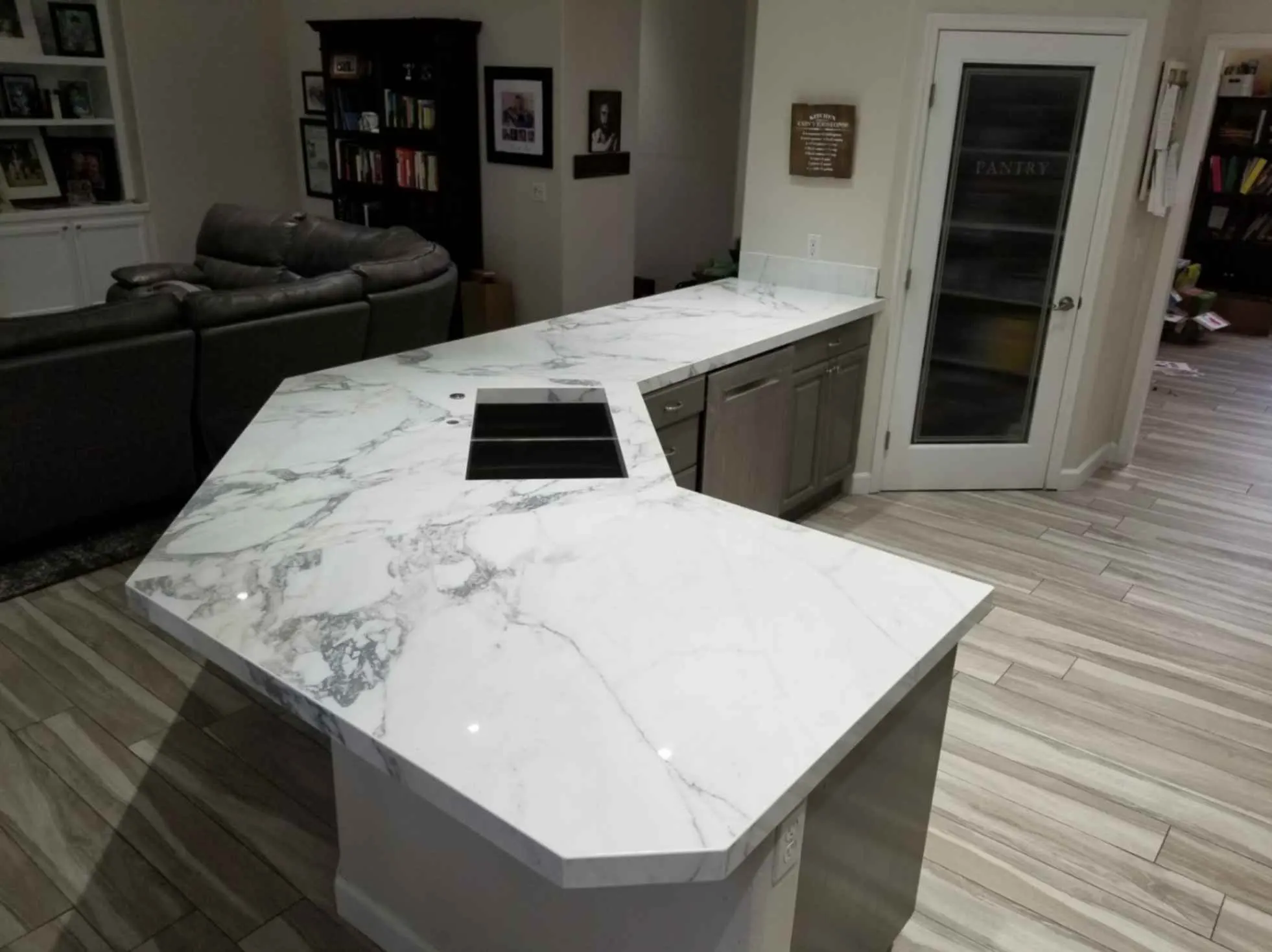 Gorgeous Arabascoto Porcelain Stone Kitchen Remodel